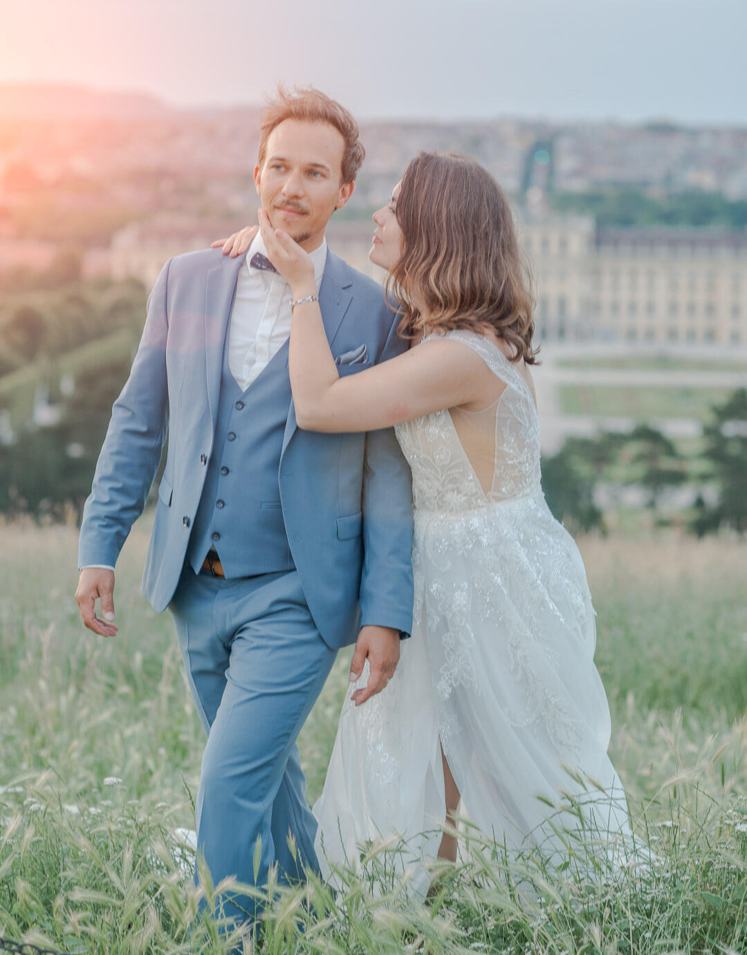 romantic destination wedding photoshooting in Vienna, prewedding photography